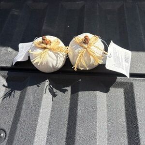 Charming White Pumpkins with Straw Ties